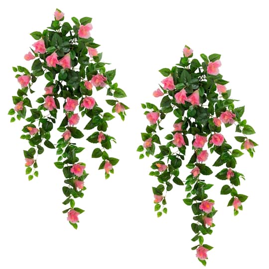 Michaels, 41" UV Resistant Artificial Hibiscus Hanging Plants, 2ct. – Category: Bushes